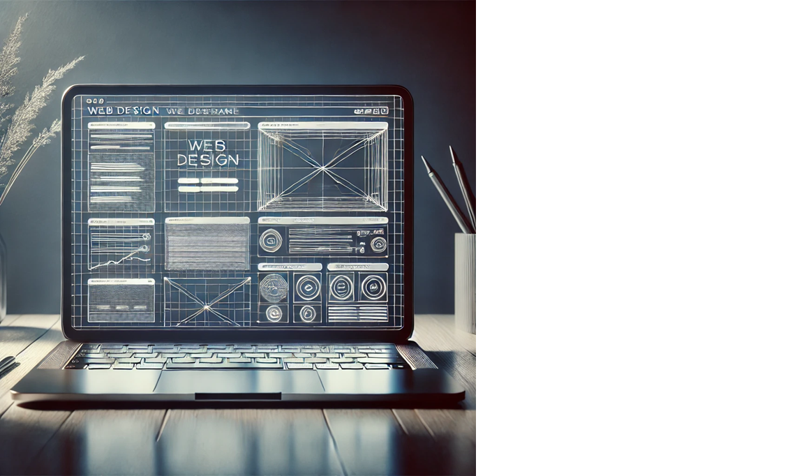 A laptop displaying a clean and modern website wireframe, symbolizing web design services.